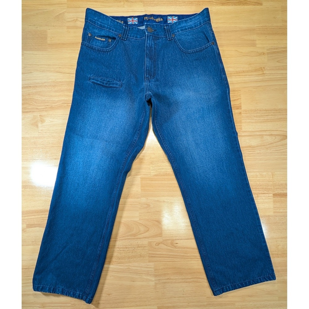 Pussers Mens Blue Denim Jeans Size 36 Cotton Tropical Nautical British‎